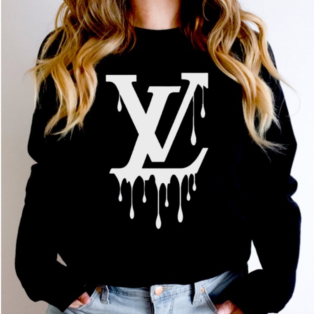 LV drip sweatshirt. Made with HTV. Super soft and cozy. Handmade.